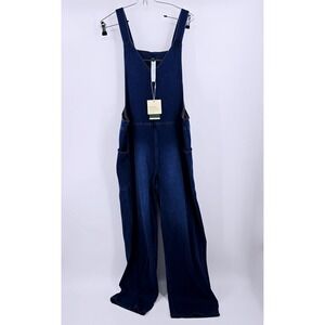 Halara Easy-Peasy Denim Wide Leg Overalls Dark Wash Large Tall NWT